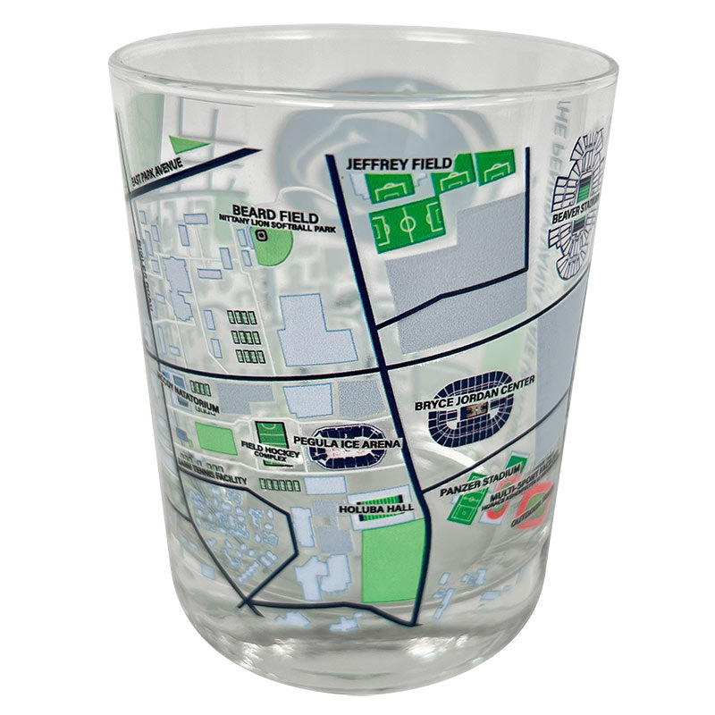14 oz Double Old Fashion Campus Map Glass