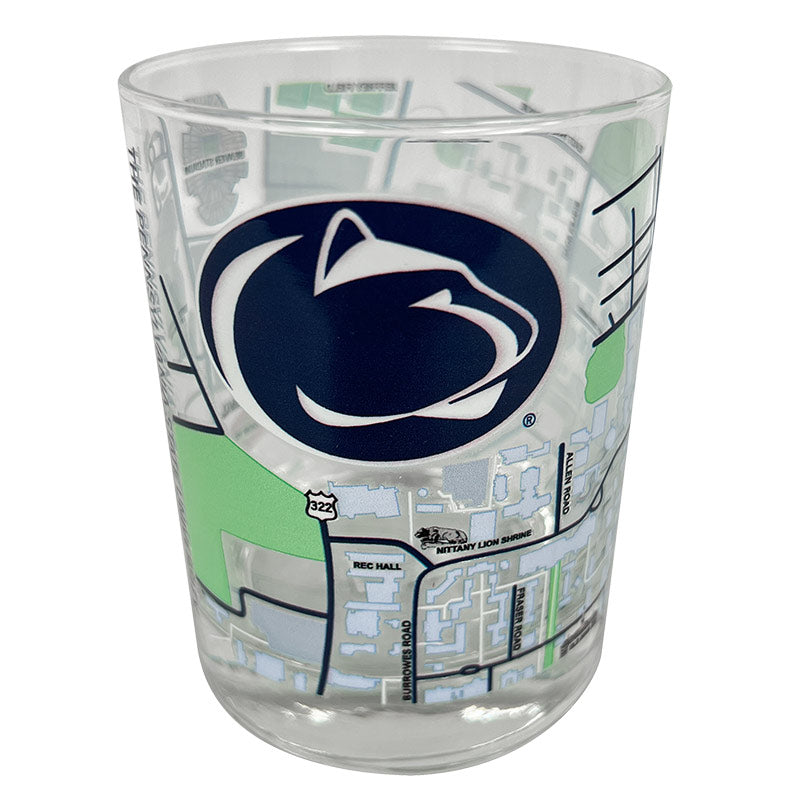 14 oz Double Old Fashion Campus Map Glass