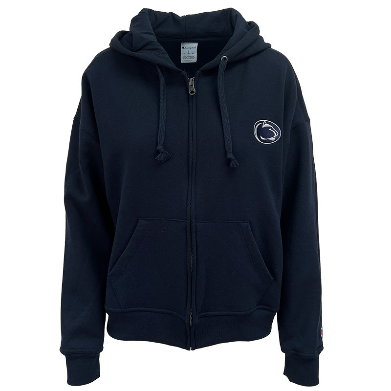 Navy Champion Ladies Powerblend Full Zip Hoodie Relaxed Fit