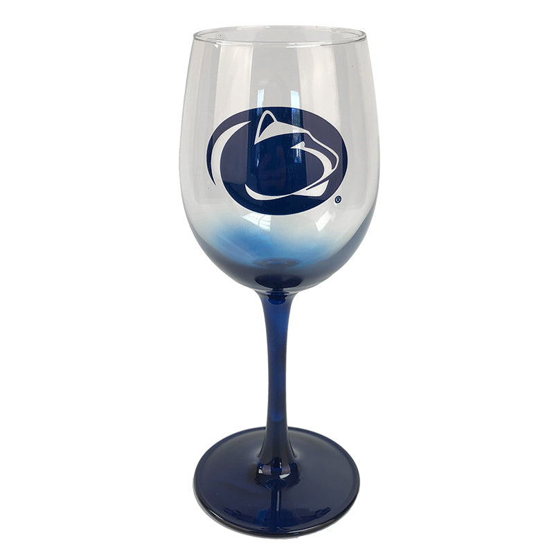12oz. Cobalt Stem Blue Nittany Lion Wine Glass