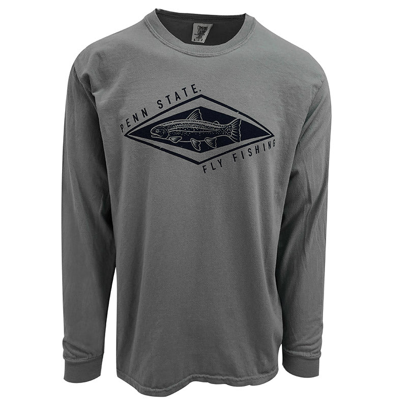 Comfort Colors Penn State Fly Fishing Long Sleeve T-Shirt Gray / S