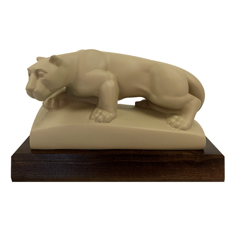 Large Lion Shrine Statue on a Wood Base - Tan