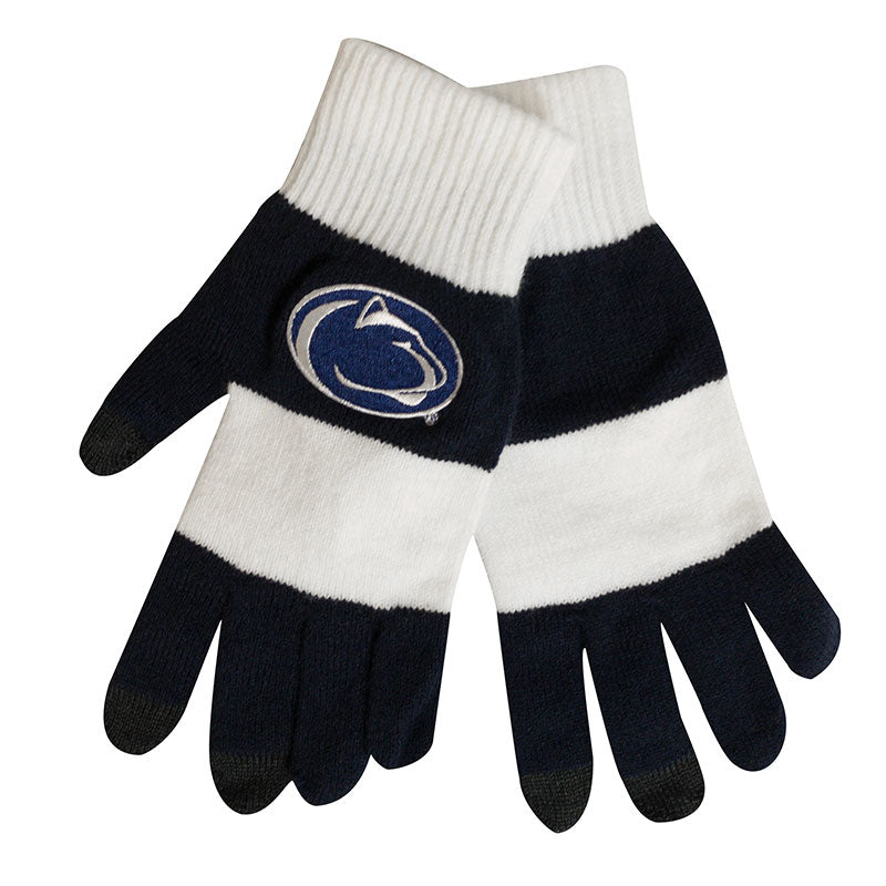 Logo Fit Striped Stretch Texting Gloves