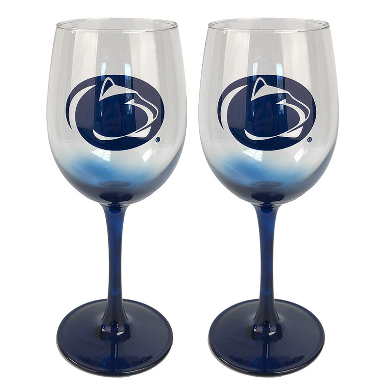 Set Of 2 Cobalt Stem Wine Glasses