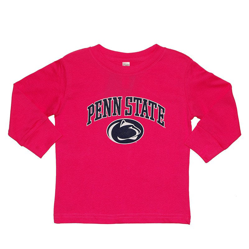 Youth Pink Penn State over Lion Long Sleeve T-Shirt