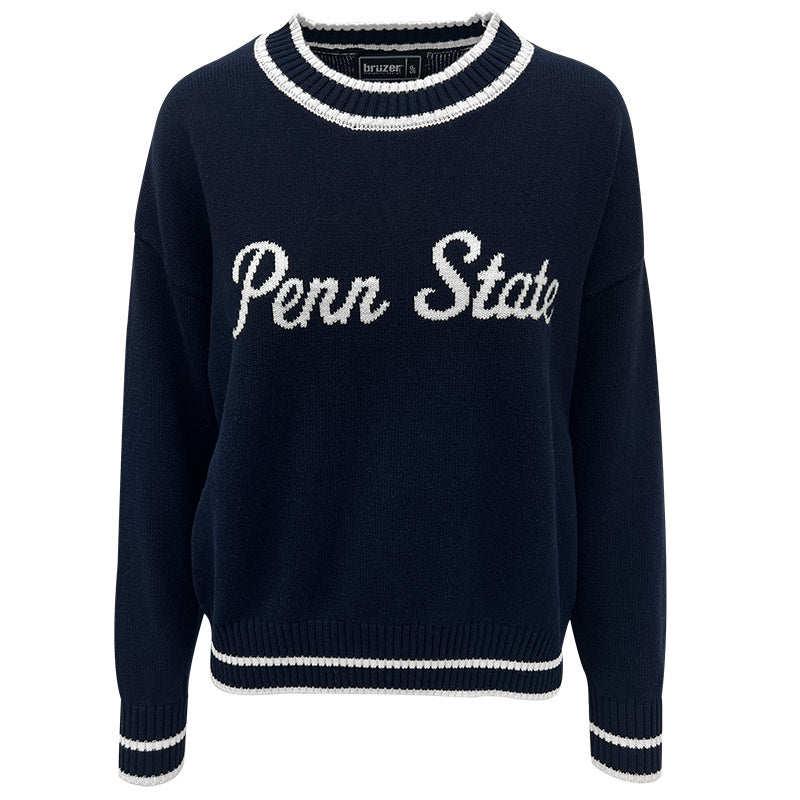 Ladies Intarsia Script Penn State Sweater