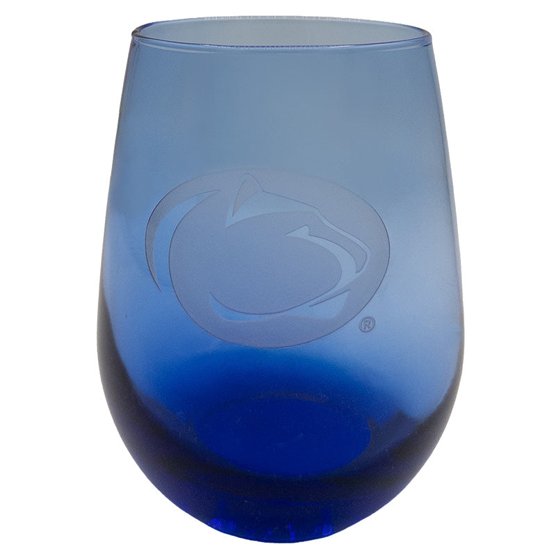 Blue Stemless Wine Glass