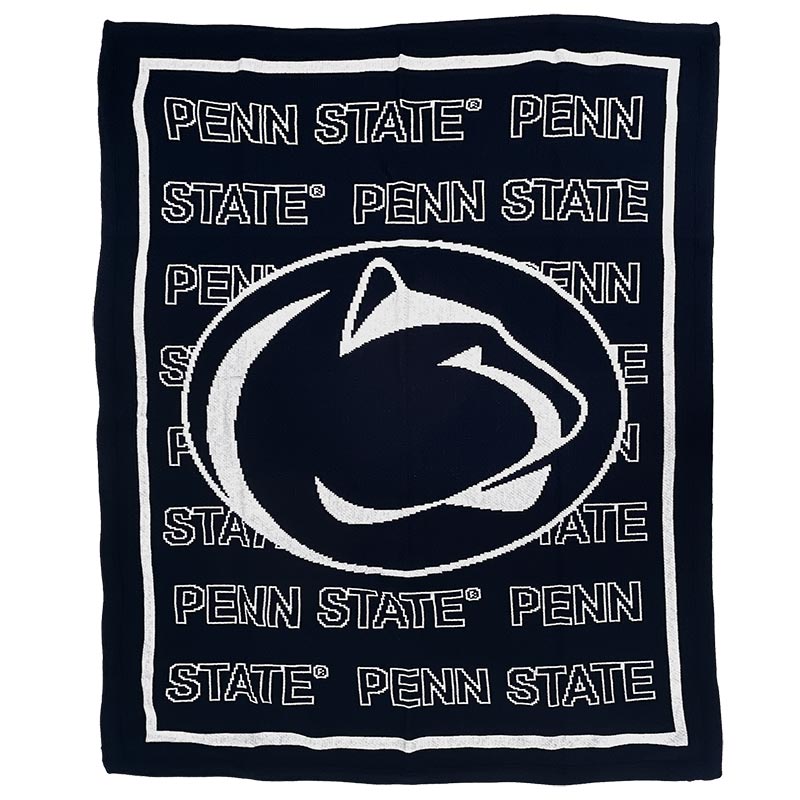 Repeating Penn State Pattern Knit Blanket