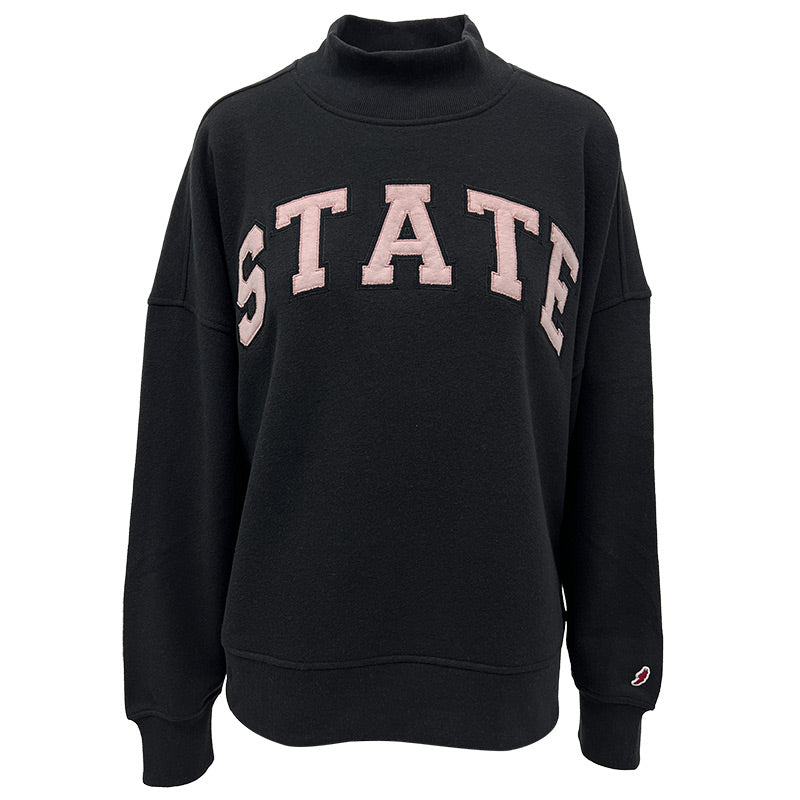 League Ladies Mock Neck Black STATE Crew