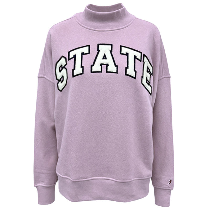 League Ladies STATE Mock Neck Crew Sweatshirt - Lilac