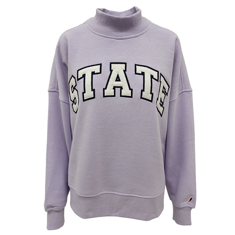 League Ladies STATE Mock Neck Crew Sweatshirt - Lilac