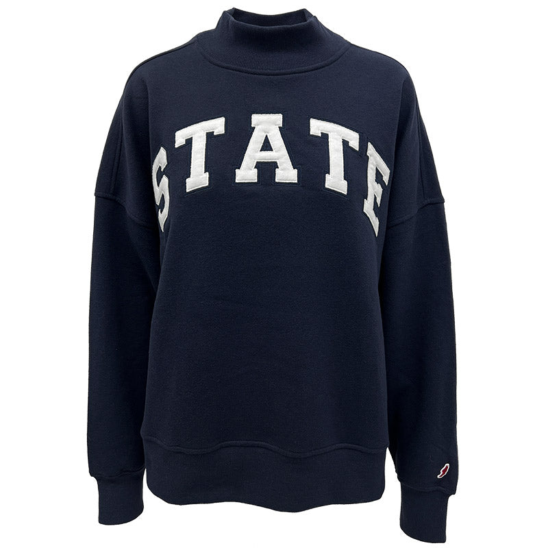 League Ladies STATE Mock Neck Crew Sweatshirt - Navy