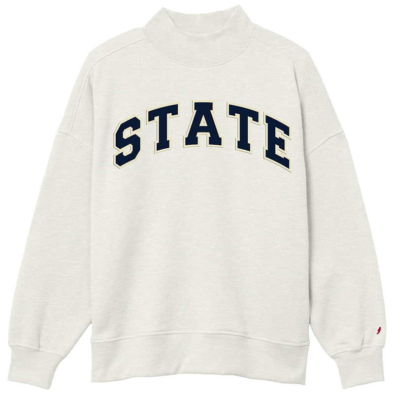 League Ladies Mock Neck Oatmeal STATE Crew