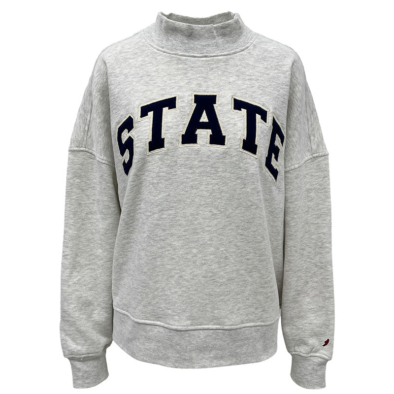 League Ladies Mock Neck Oatmeal STATE Crew