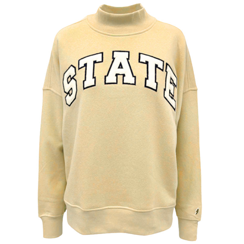 League Ladies STATE Mock Neck Crew Sweatshirt - Popcorn
