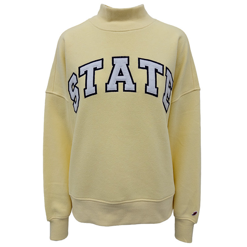 League Ladies STATE Mock Neck Crew Sweatshirt - Popcorn