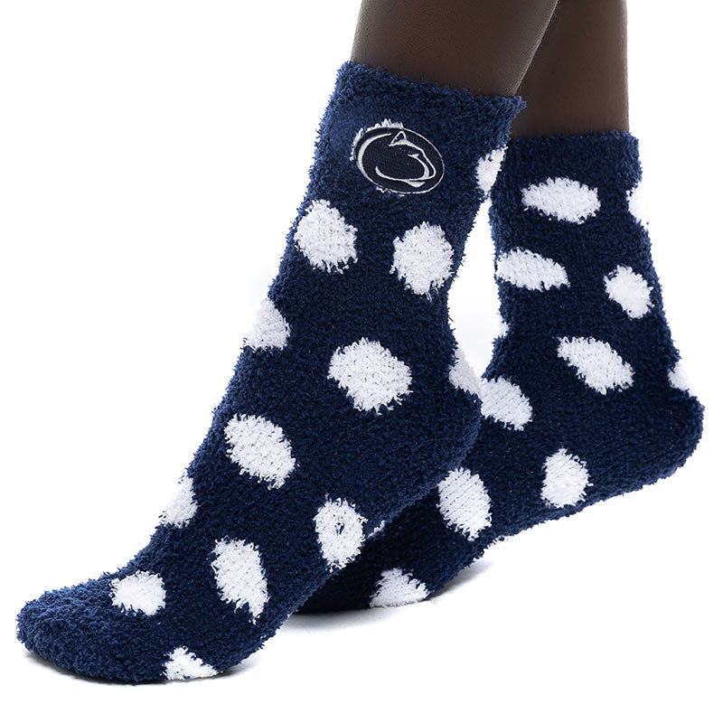 ZooZatz Fuzzy Polka Dot Navy Socks