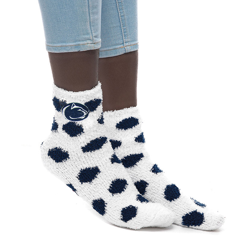 ZooZatz Fuzzy Polka Dot White Socks