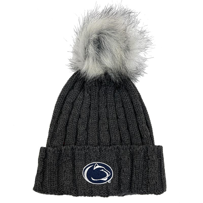 Alps Faux Fur Ladies Pom Knit Beanie