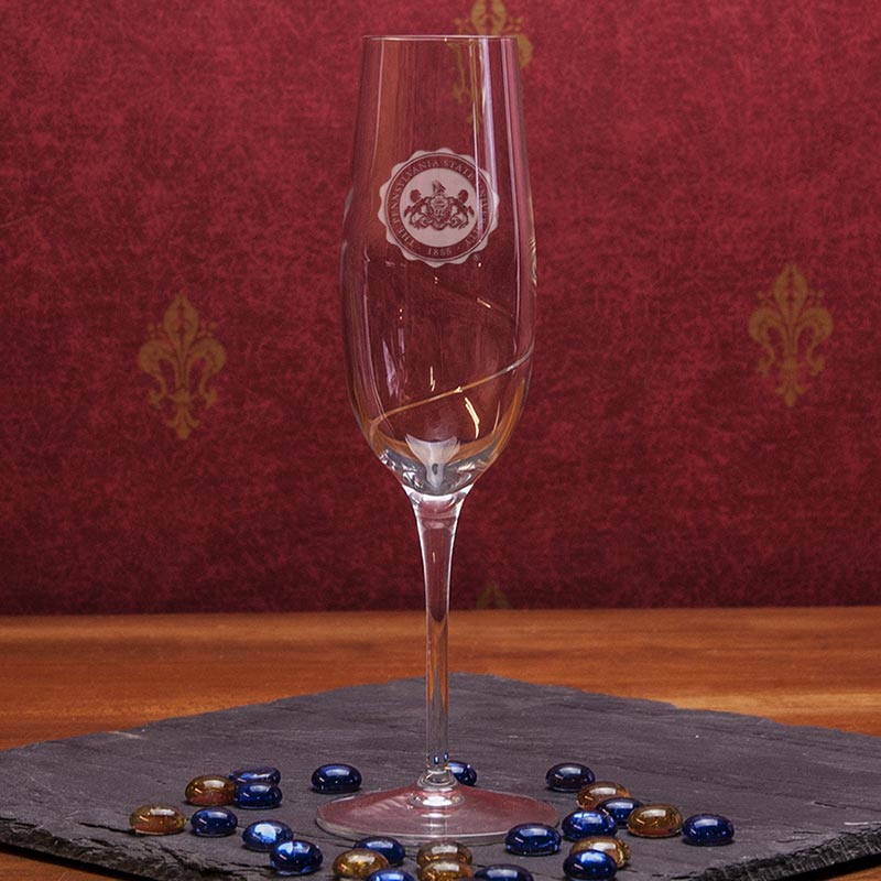 Penn State University Seal Swirl Flute Glass
