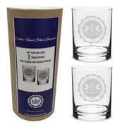 Canister with Set of 2 Etched Double Old Fashion Glasses