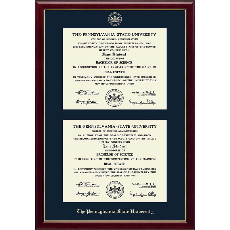 Church Hill Double Penn State Diploma Frame