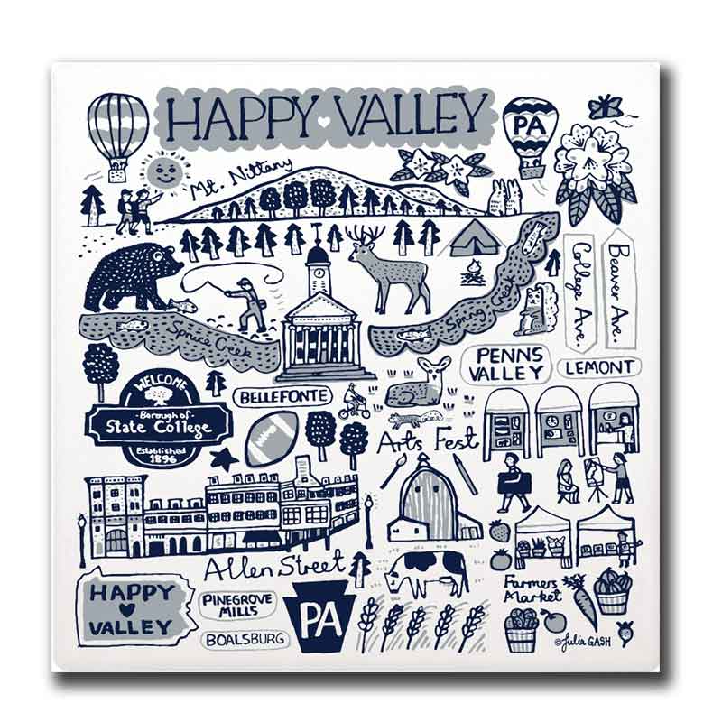 Julia Gash 7" Round Absorbent Happy Valley Trivet