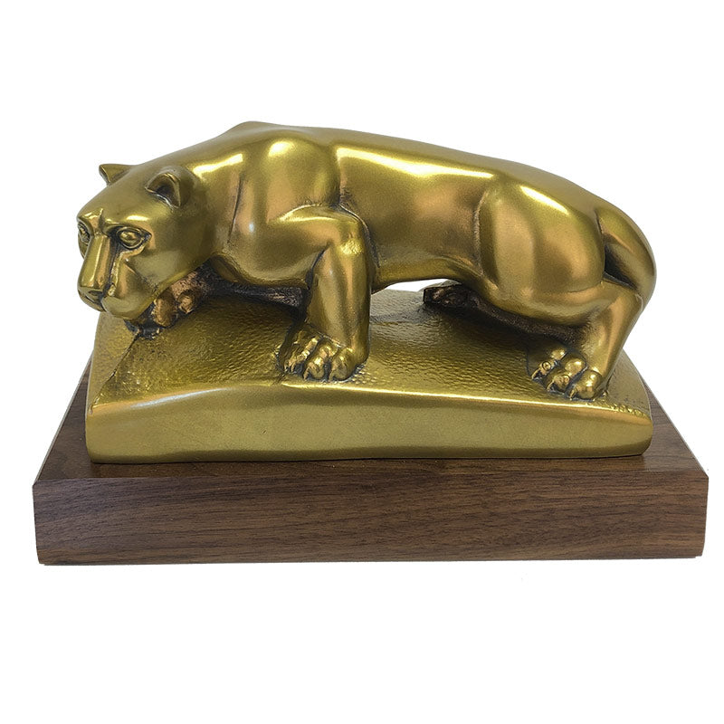 Large Bronze Lion Statue on Wood Base