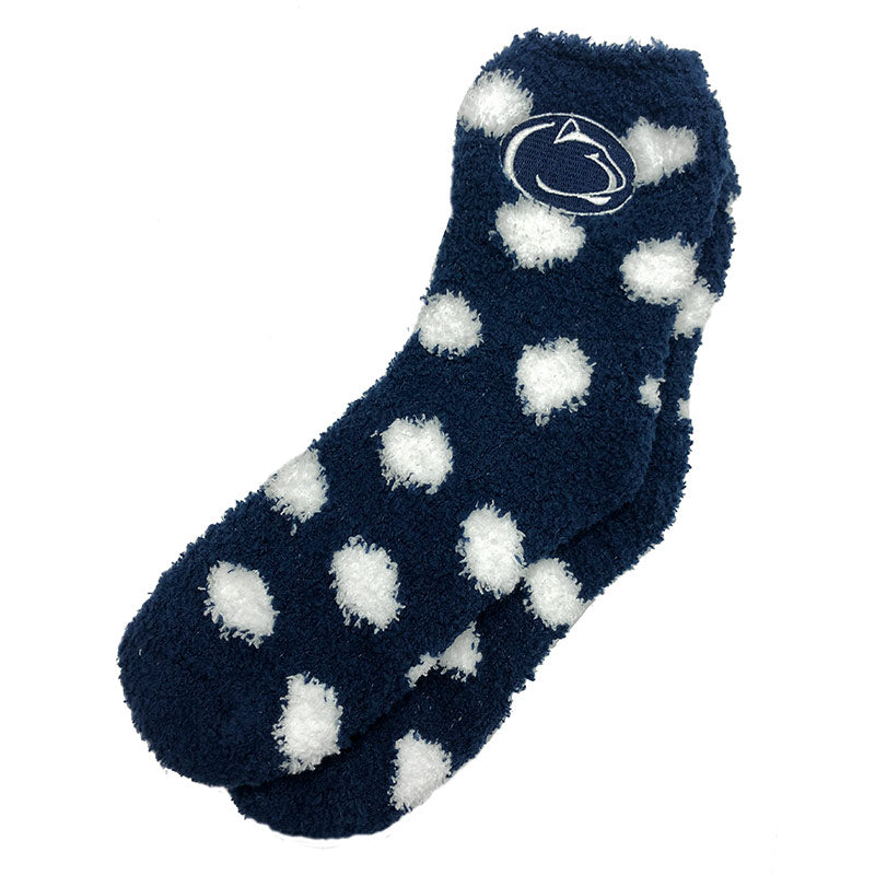 Zoozatz Fuzzy Polka Dot Navy Socks